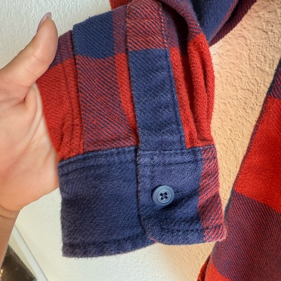Mossimo Supply Co. Navy & Red Check Flannel Hoodie Sz: S - Picture 4 of 8